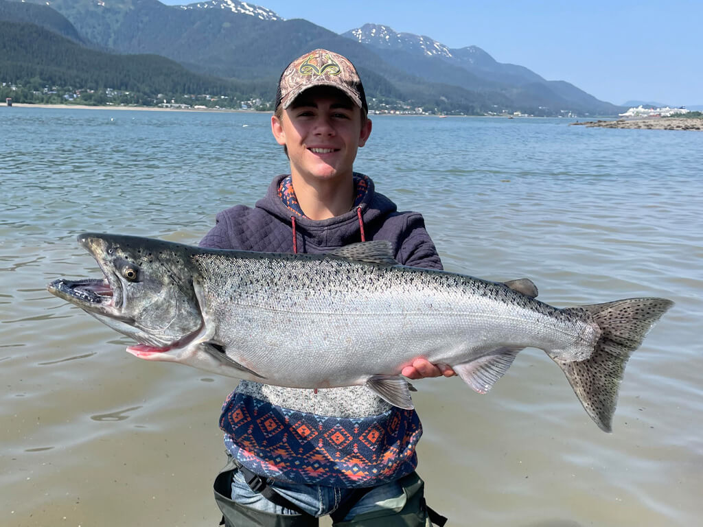 John's first ever salmon while fishing!